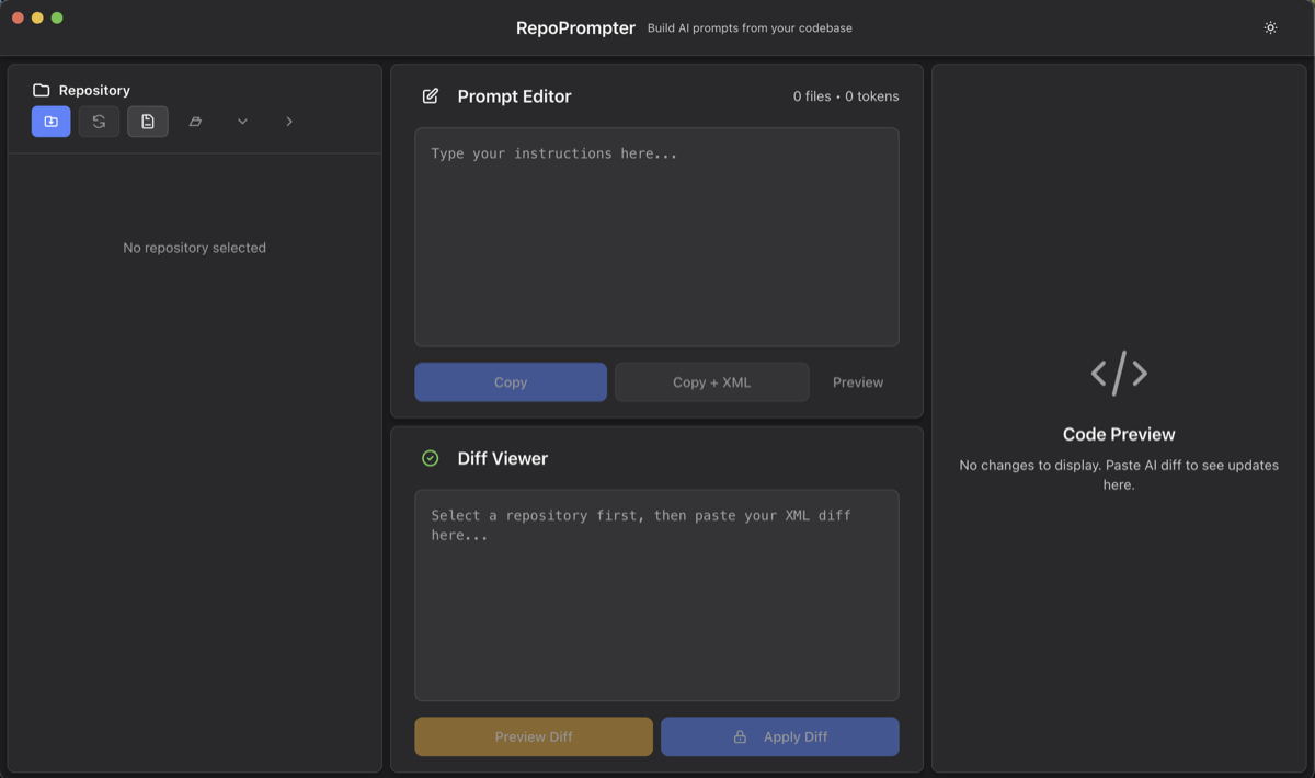 RepoPrompter app interface screenshot